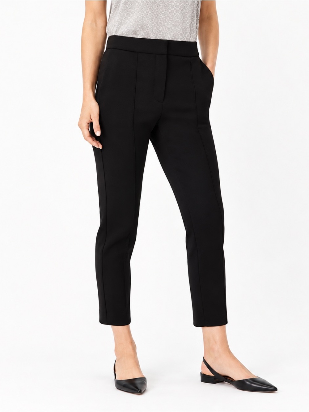 NWT Ann Taylor Petite Pintucked Ankle Pants Black 0P Double Knit $109